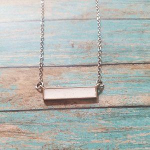 NEW White bar necklace with silver chain